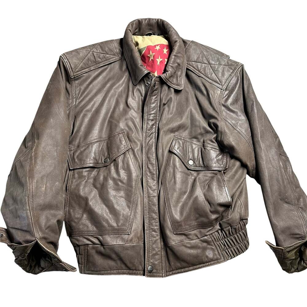 Vintage Mirage Bomber Brown Leather Mens Medium Field Jacket